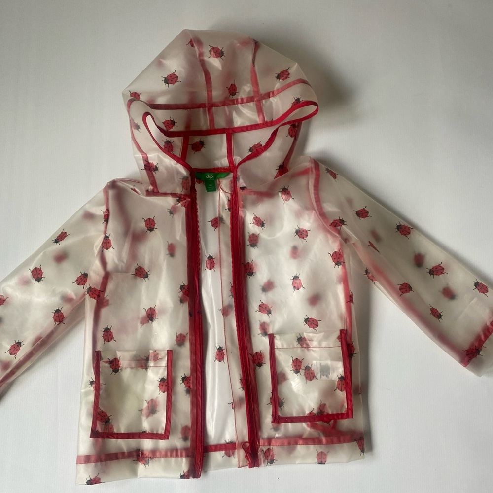 Girl Clear Raincoat  Red Ladybug Print sz 3-5 T